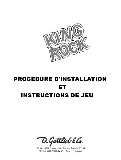 Manuel instruction KING ROCK 1972 FR